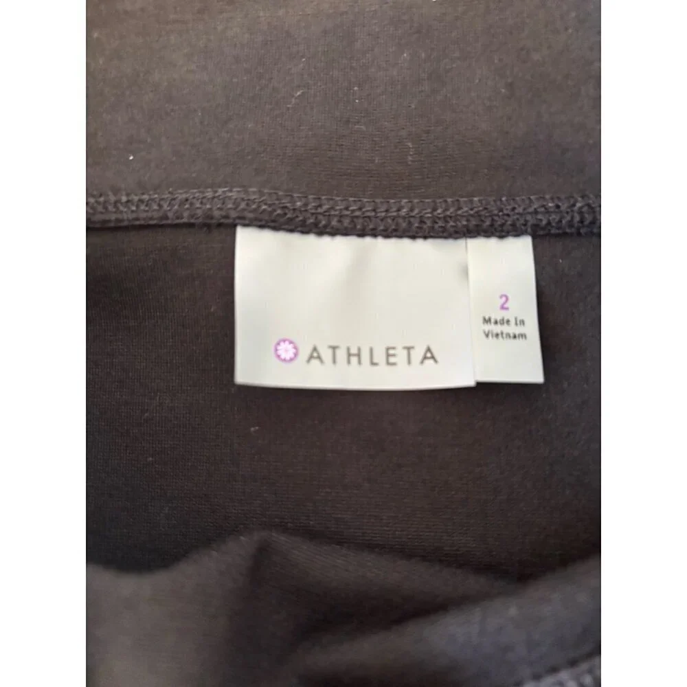 Athleta Womens Size 2 Black Athletic Skirt Triple Zipper Trim Side Zip Stretch
